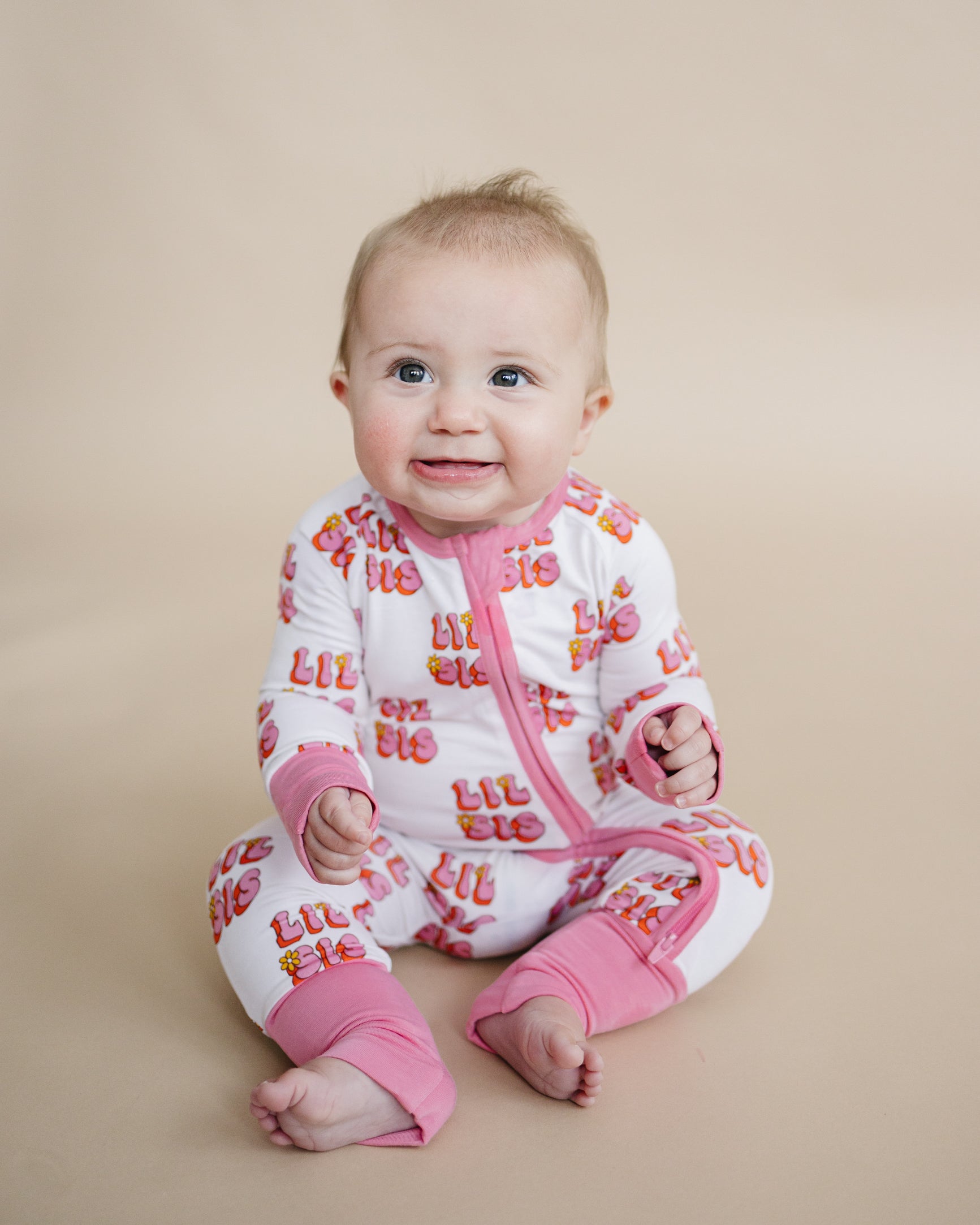 Baby Girl Lil Sis Bamboo Zip Pajama Romper
