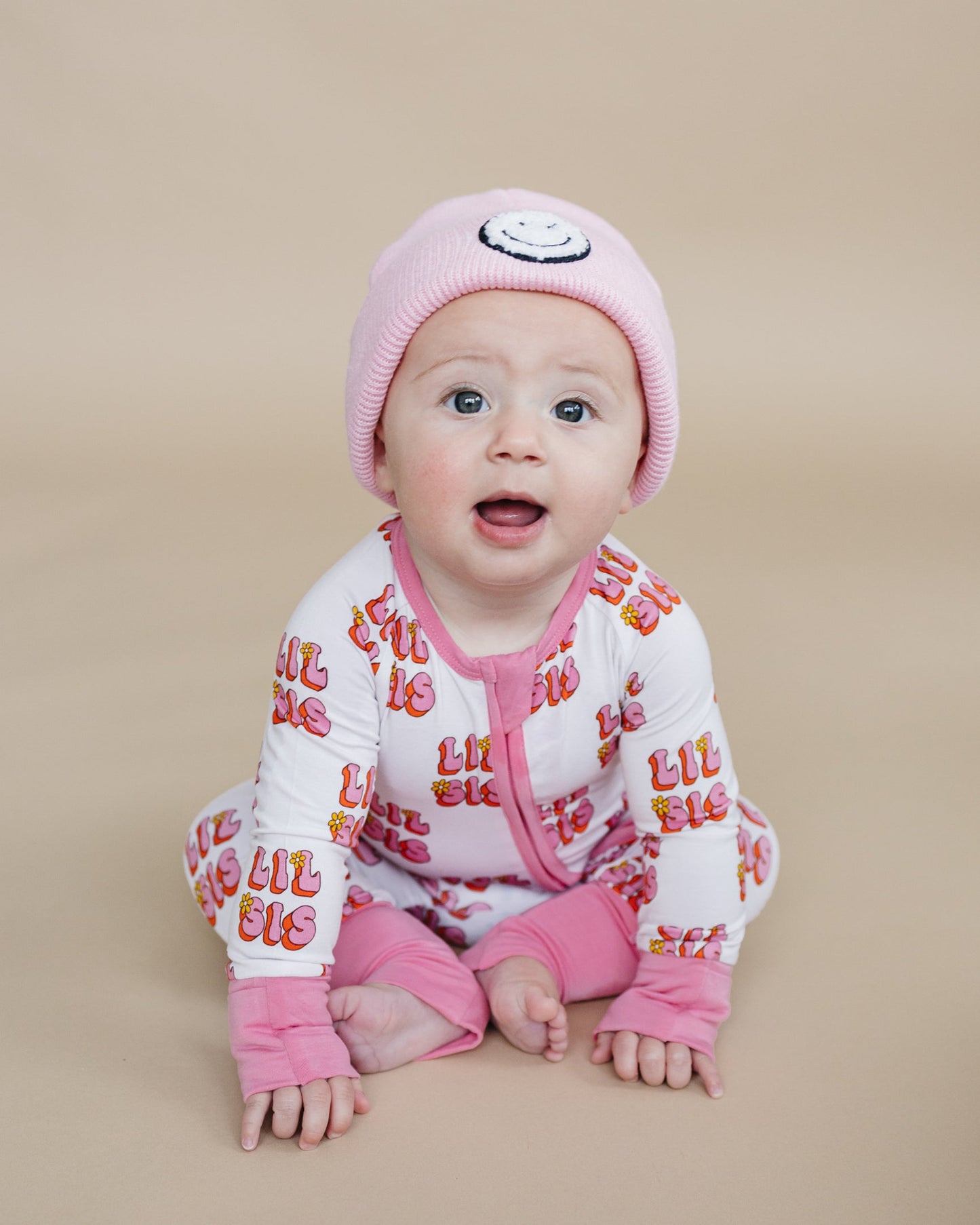 Baby Girl Lil Sis Bamboo Zip Pajama Romper