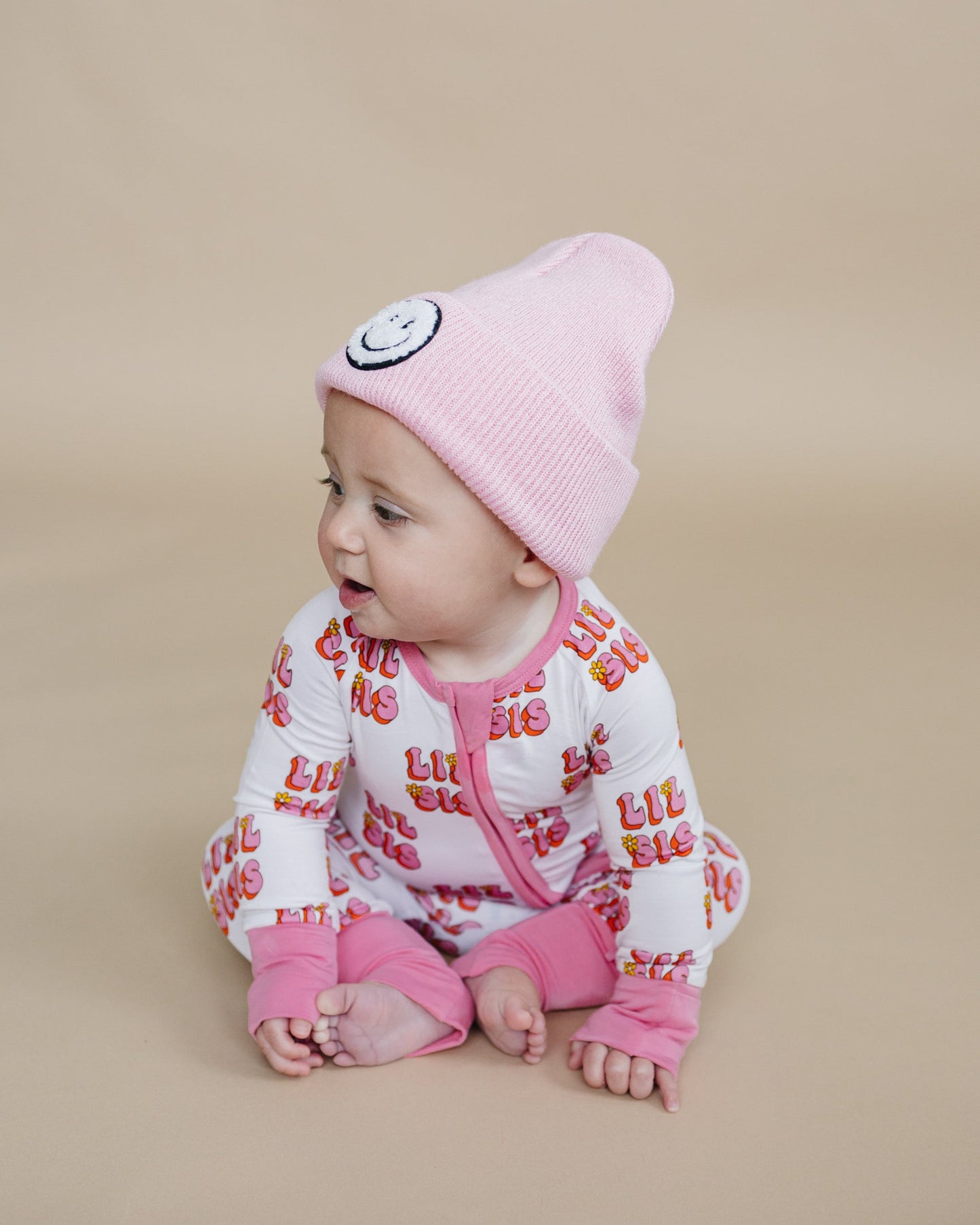 Baby Girl Lil Sis Bamboo Zip Pajama Romper