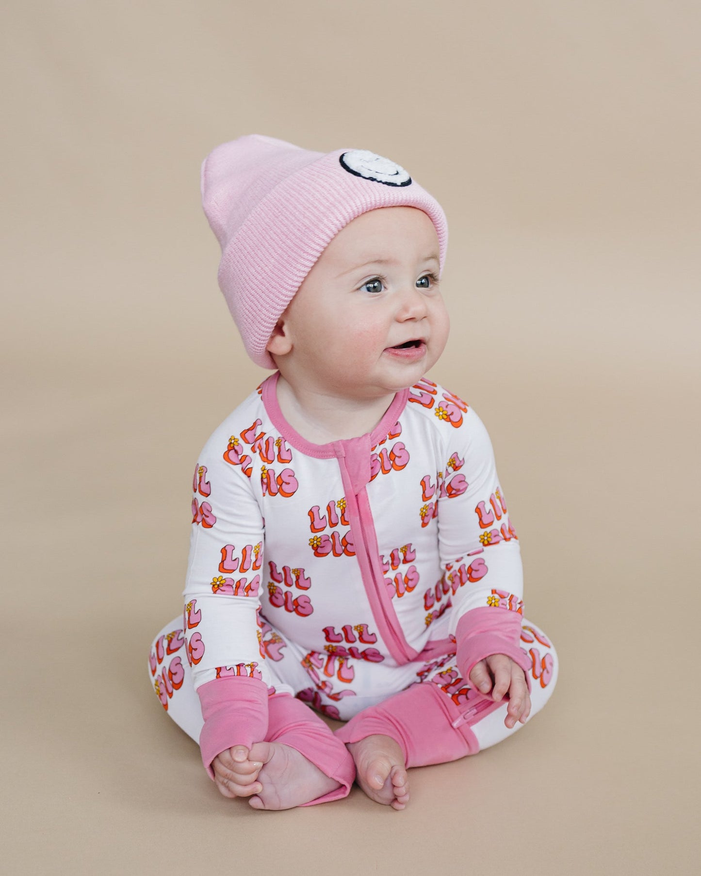 Baby Girl Lil Sis Bamboo Zip Pajama Romper