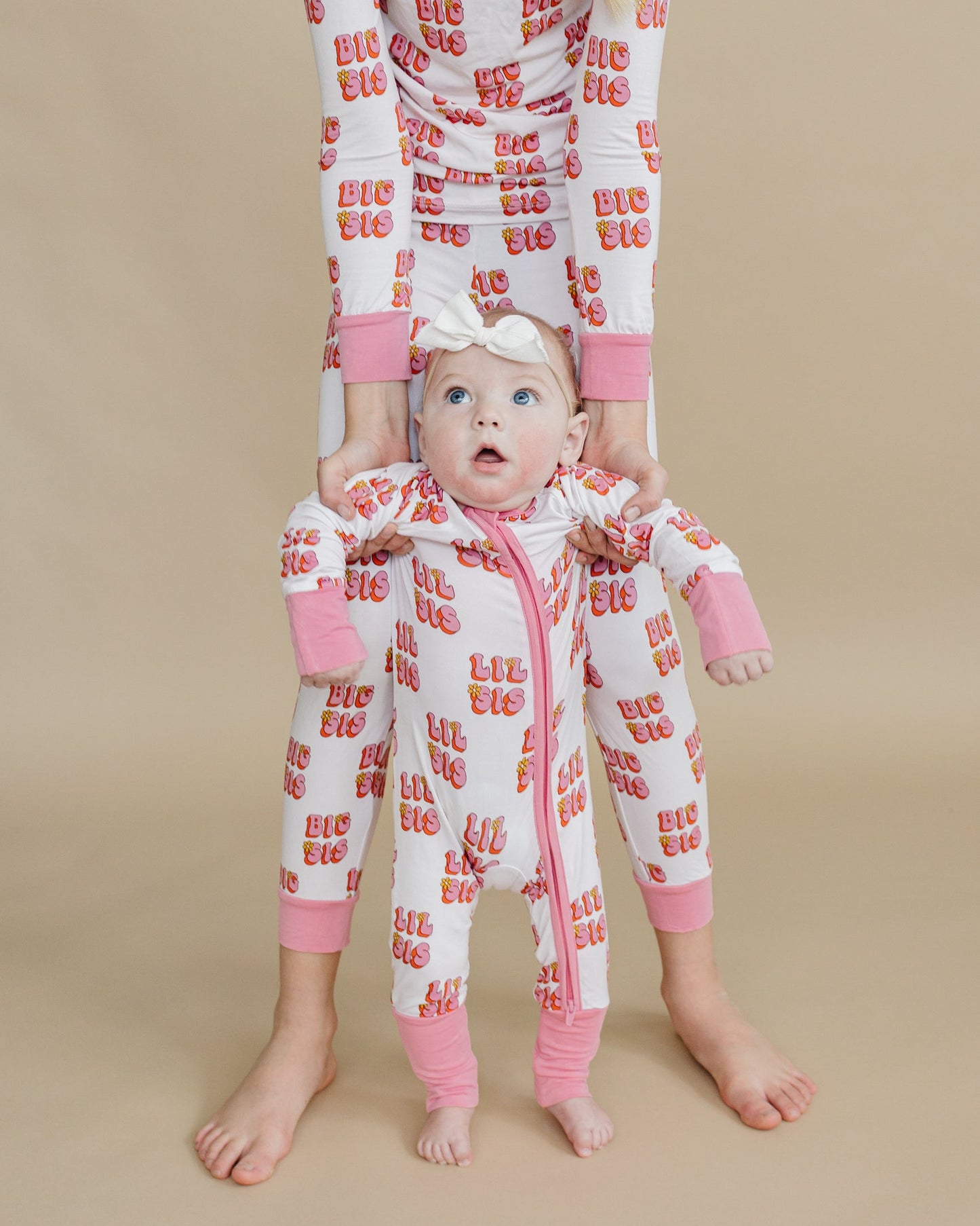 Baby Girl Lil Sis Bamboo Zip Pajama Romper