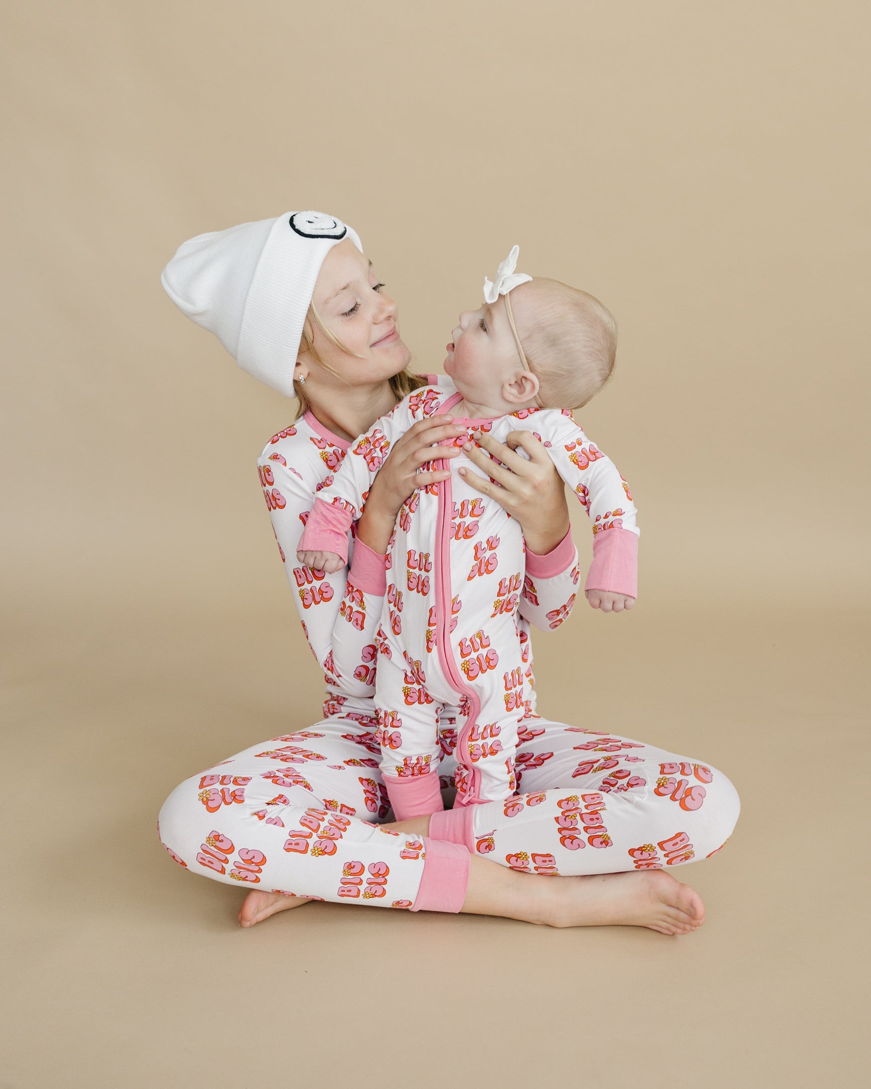 Baby Girl Lil Sis Bamboo Zip Pajama Romper