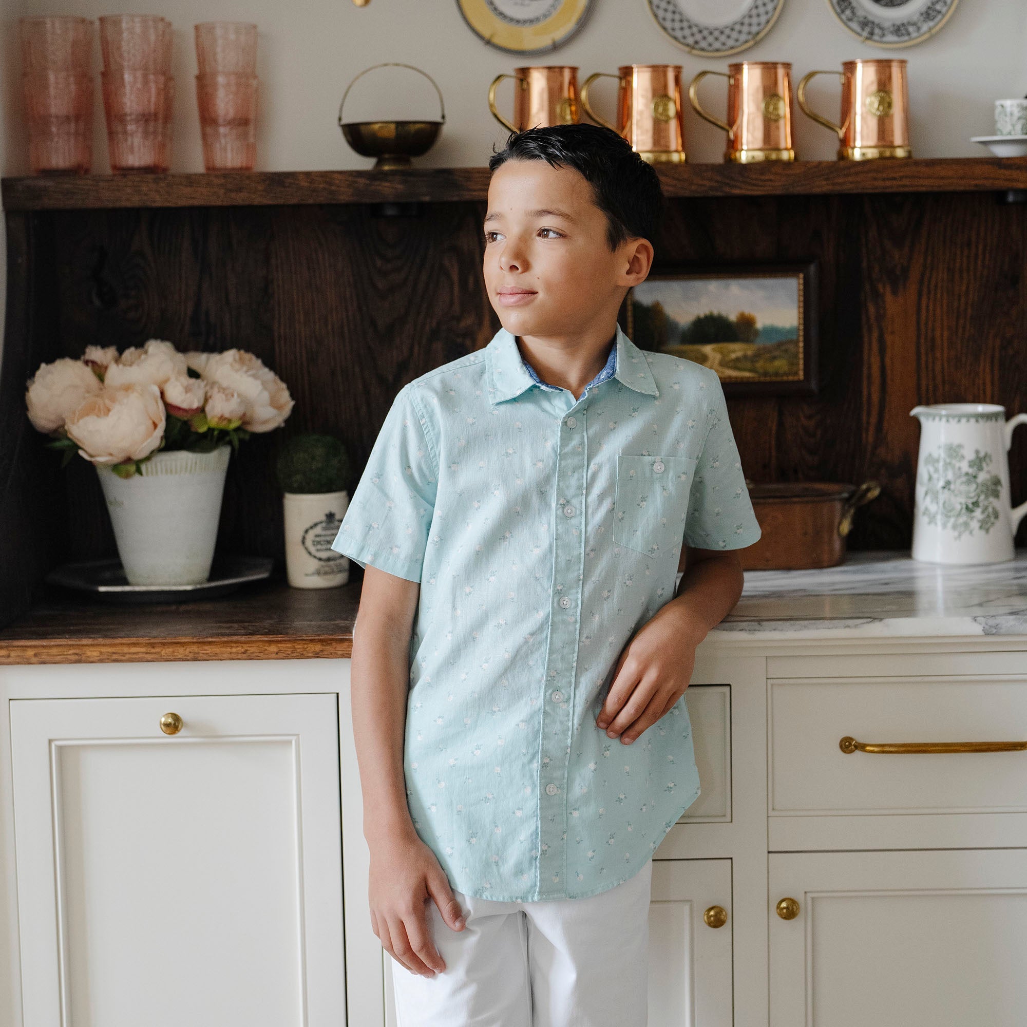 Linen Short Sleeve Button Down Shirt - Blissfully Lavender BoutiqueHope & Henry