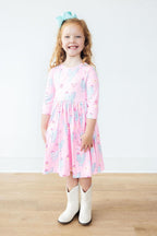Little Miss Chickie 3/4 Sleeve Pocket Twirl Dress - Blissfully Lavender BoutiqueMila & Rose ®