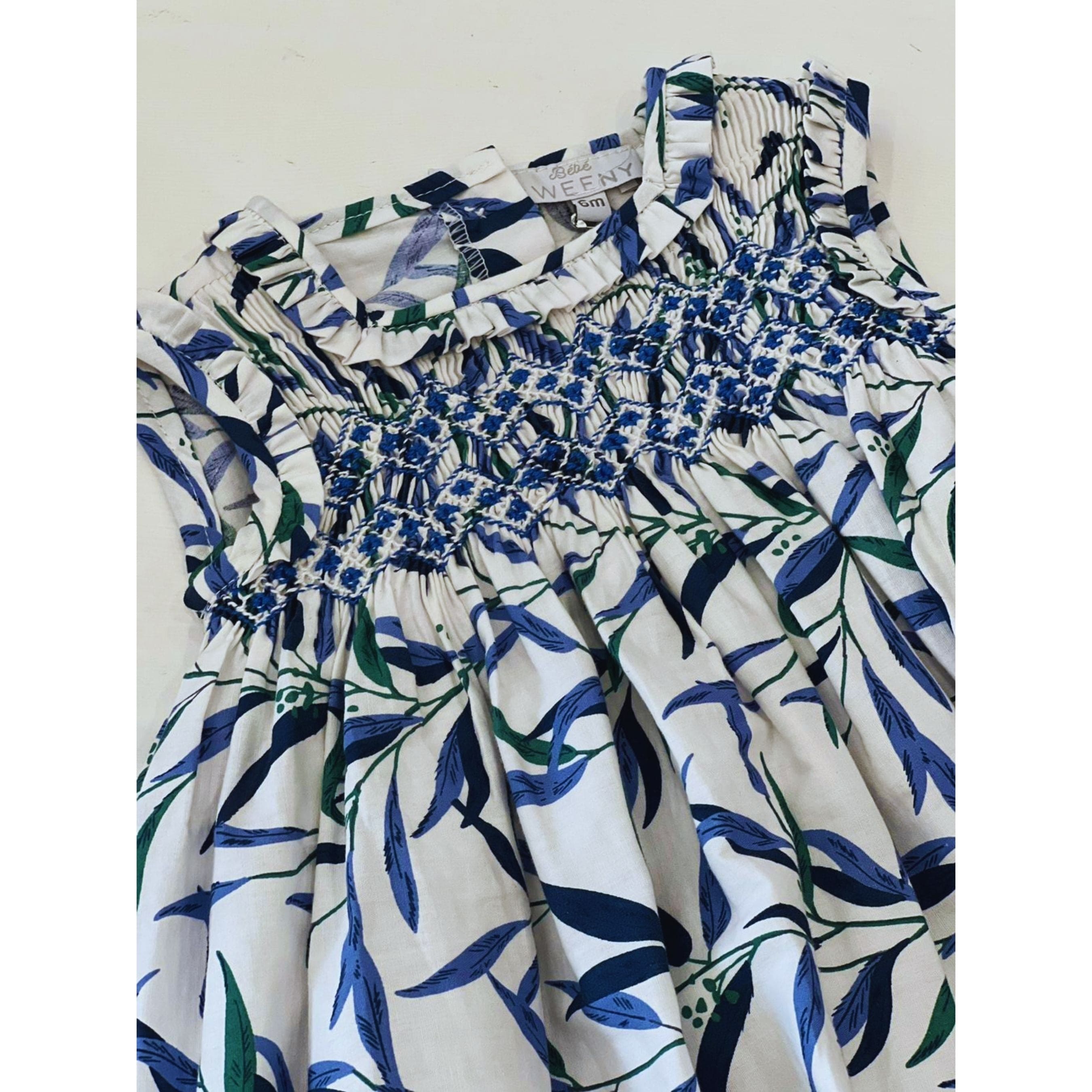 Livy Blue & Green Floral Smocked Dress