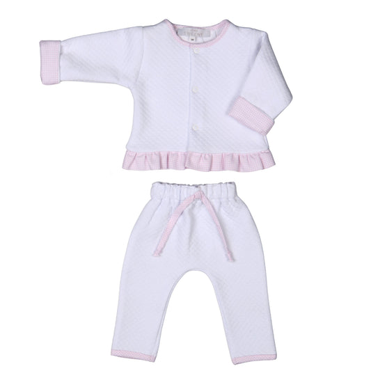 LUCY | Girls White Quilted Cotton Jacket Set (3)