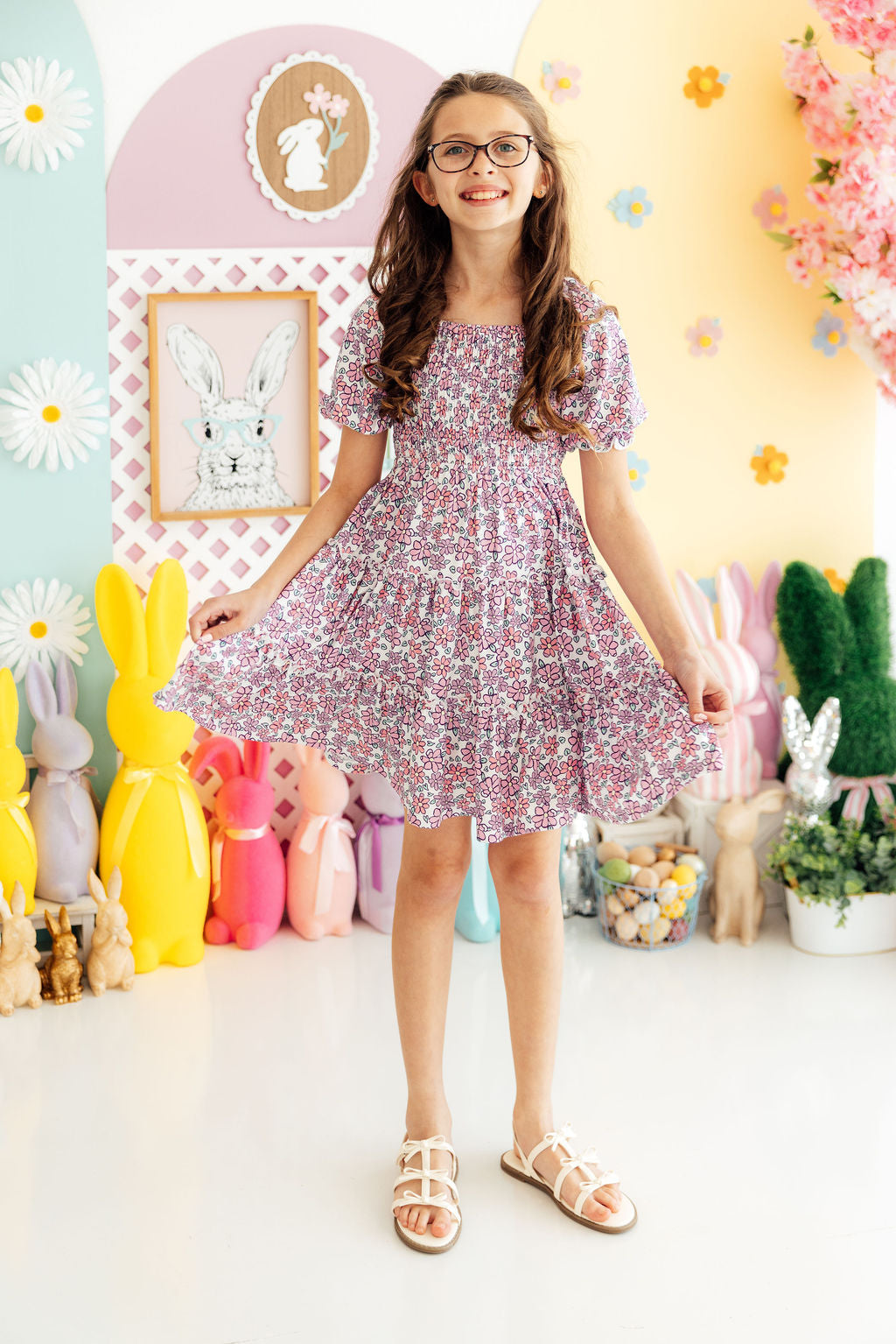 Lovely Lavender Smocked Ruffle Dress