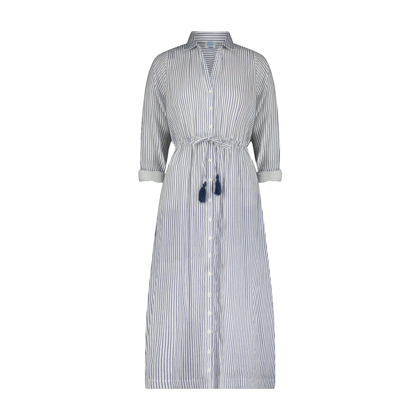 Anais Women's Button Front Shirtdress Marine Stripe