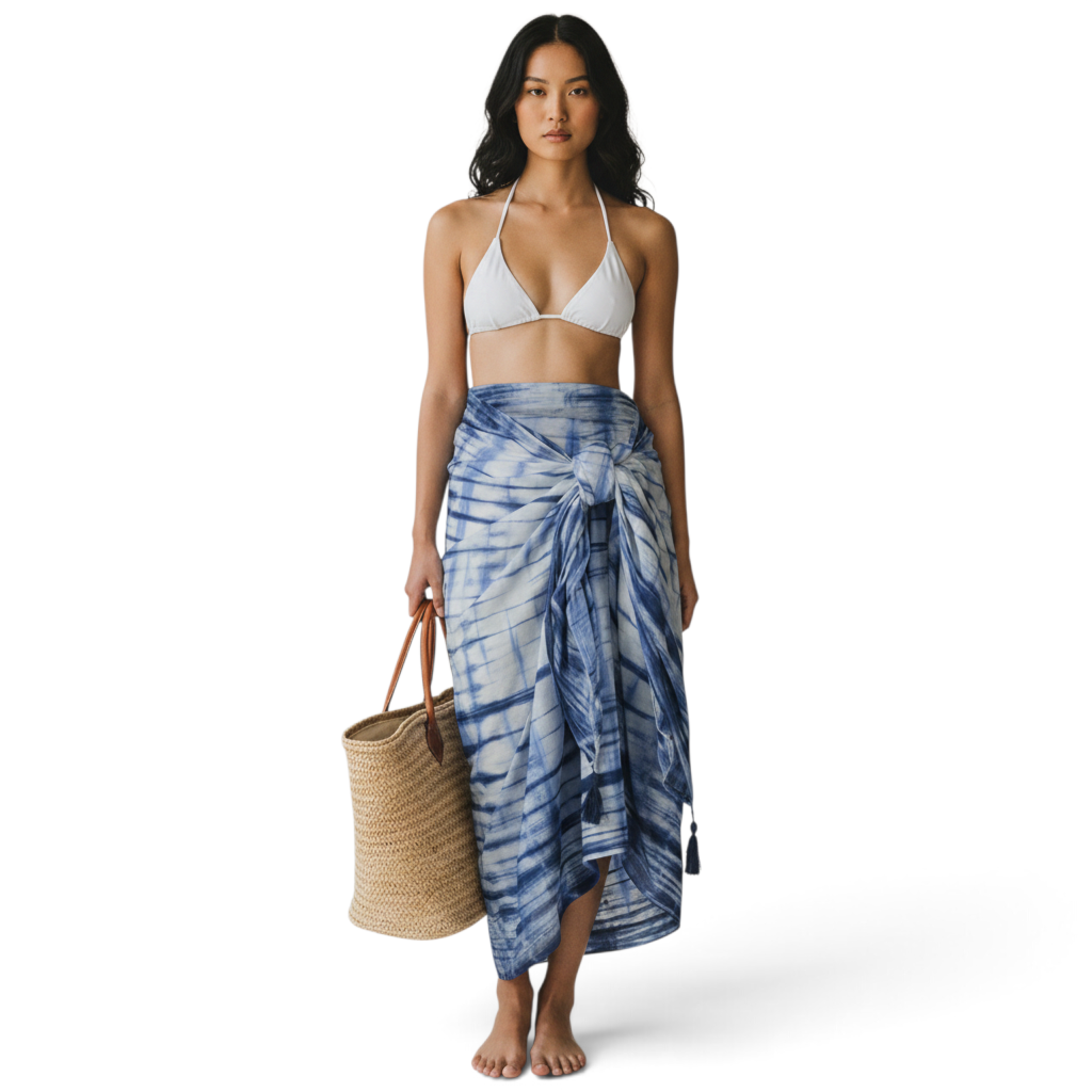 Cotton Saline Pareo Marine Shibori
