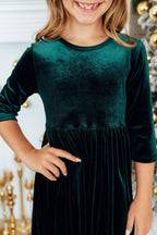 Hunter Green Velvet Twirl Dress