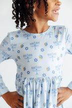 Dreidel Darling Long Sleeve Pocket Twirl Dress