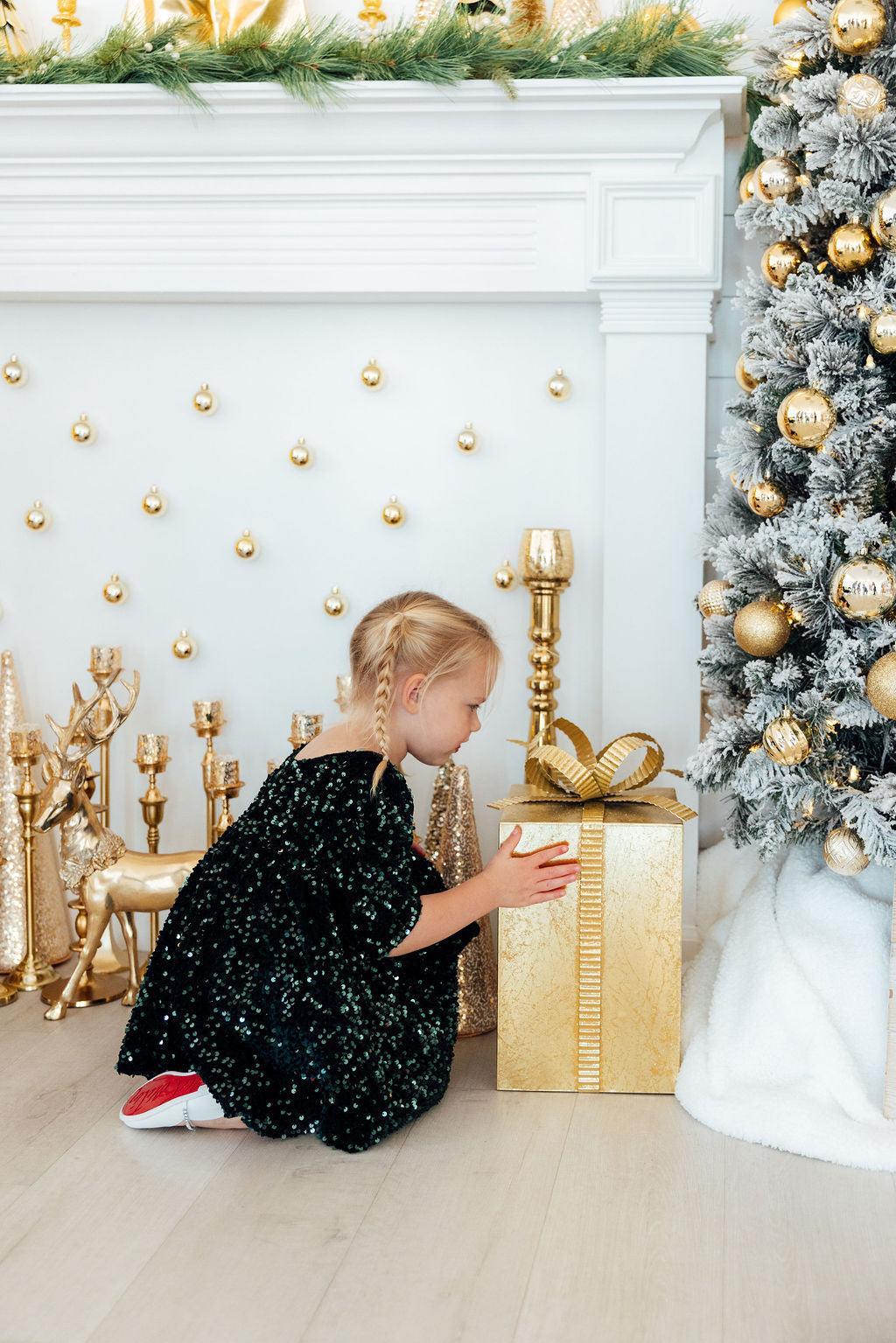 Hunter Green Velvet Sequin Dress