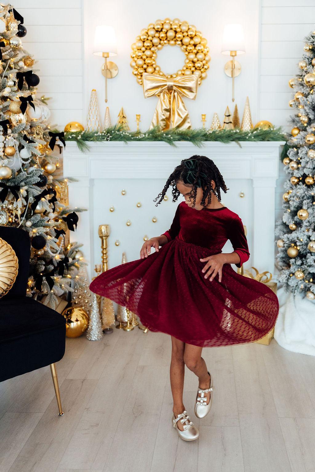 Cranberry Velvet Tutu Dress
