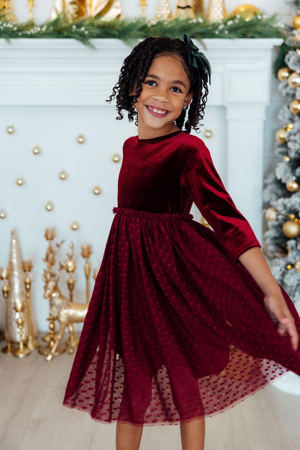 Cranberry Velvet Tutu Dress