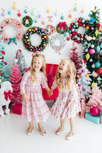 Pink Plaid 3/4 Sleeve Pocket Twirl Dress