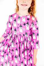Witches Boo 3/4 Sleeve Pocket Twirl Dress