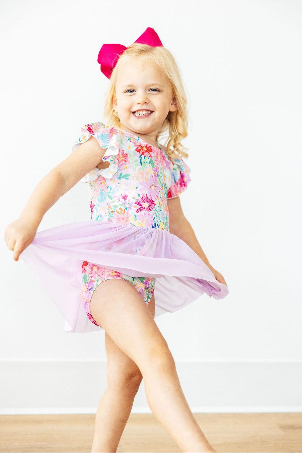 Field of Flowers Short Sleeve Twirl Leotard