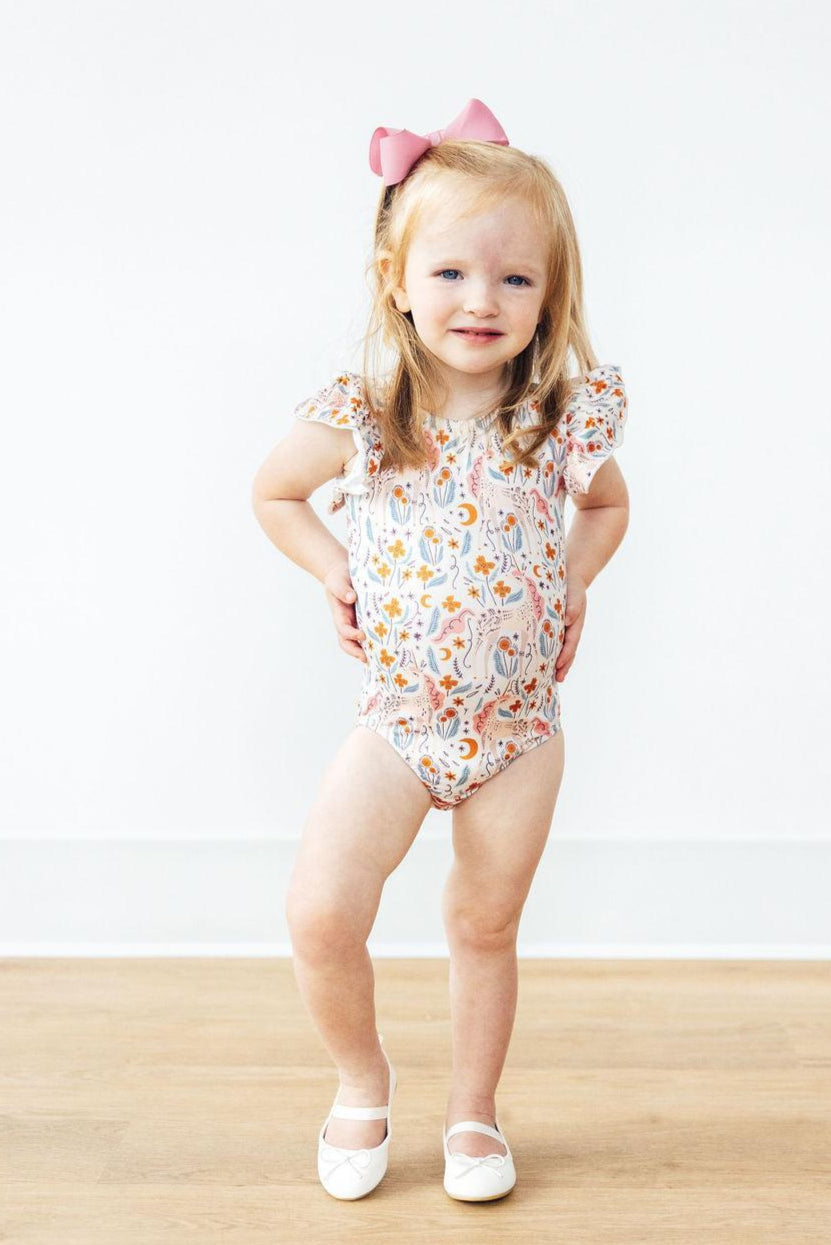 Unicorn Soiree Short Sleeve Flutter Sleeve Leotard