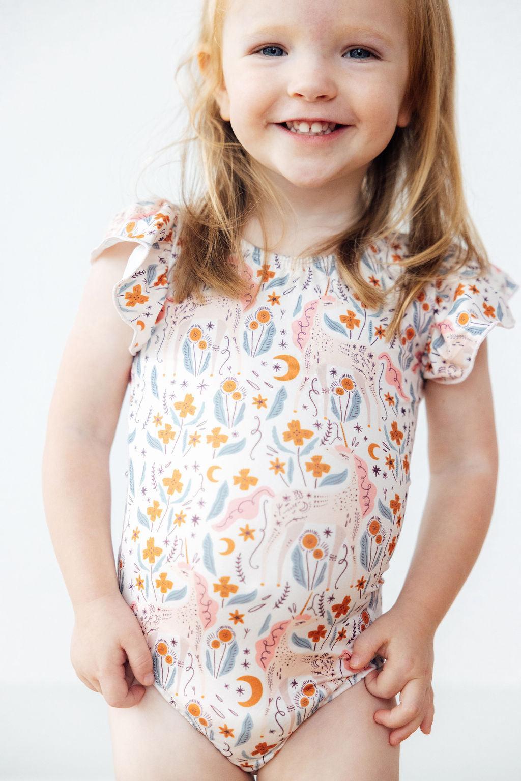 Unicorn Soiree Short Sleeve Flutter Sleeve Leotard