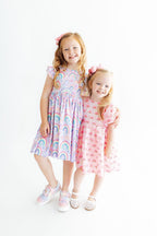 Rainbow Dreams Flutter Sleeve Twirl Dress