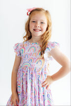 Rainbow Dreams Flutter Sleeve Twirl Dress