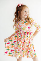 Falling Leaves 3/4 Sleeve Pocket Twirl Dress