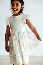 Flutter Sleeve Twirl Dress