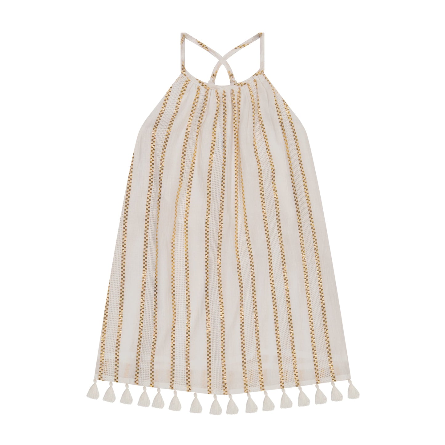 Mini Chantal Girls' Sundress Gold Lurex Stripe