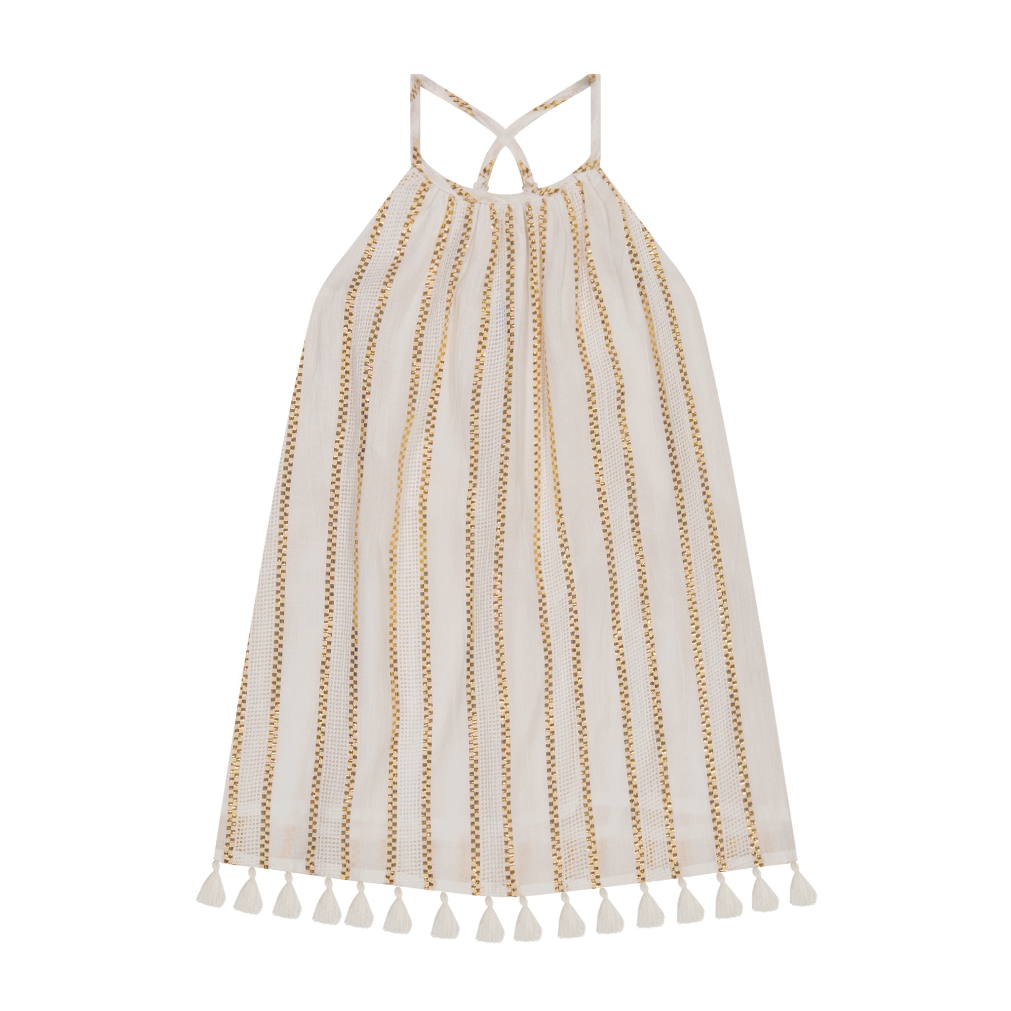 Mini Chantal Girls' Sundress Gold Lurex Stripe