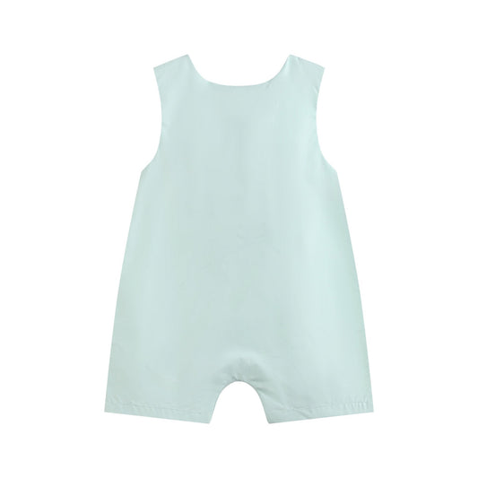 Misty Blue Easter Bunny Smocked Shortalls