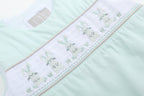 Misty Blue Easter Bunny Smocked Shortalls