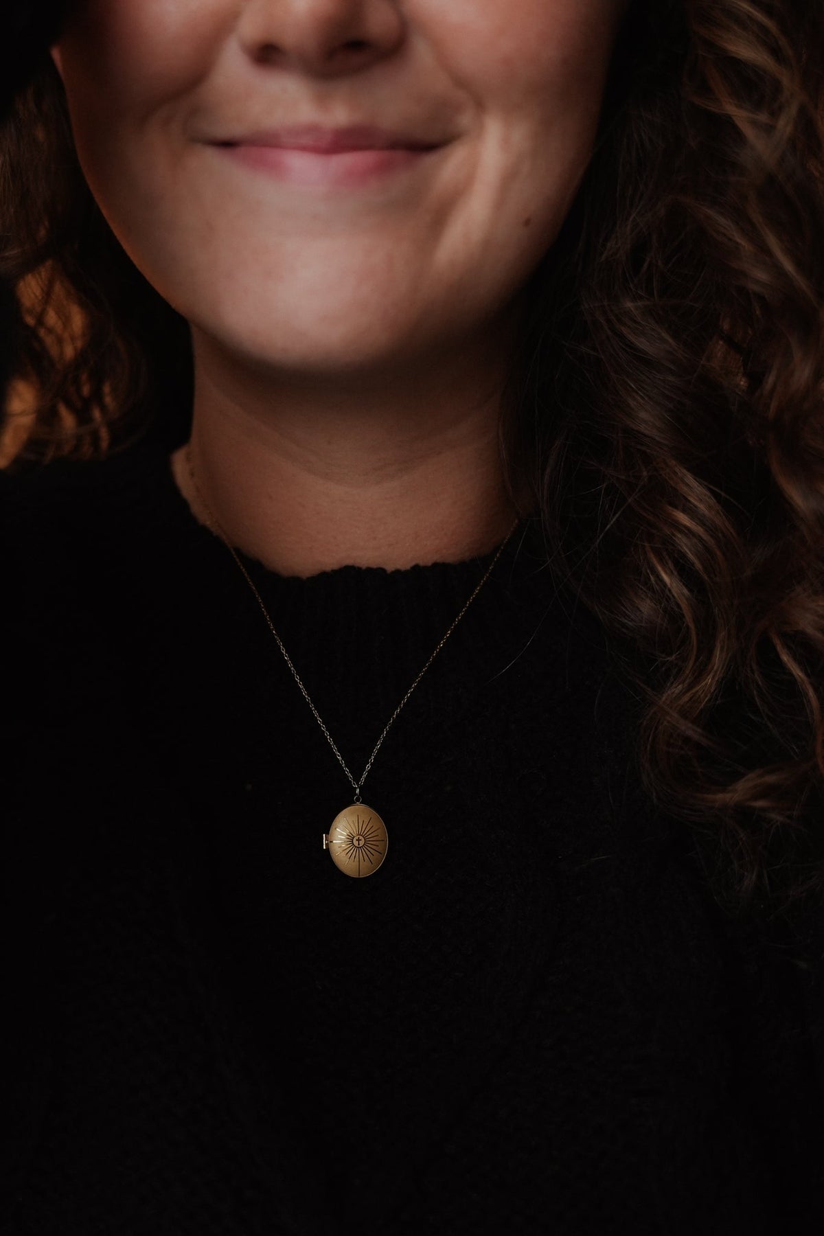 Gold Monstrance Locket Necklace