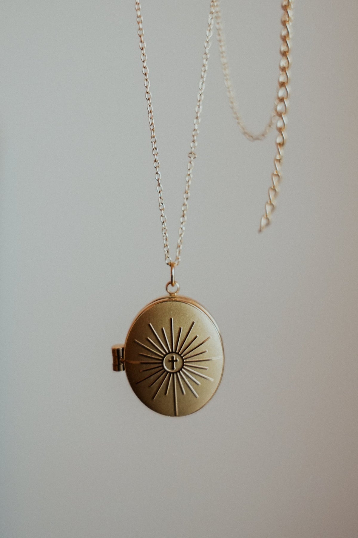Gold Monstrance Locket Necklace