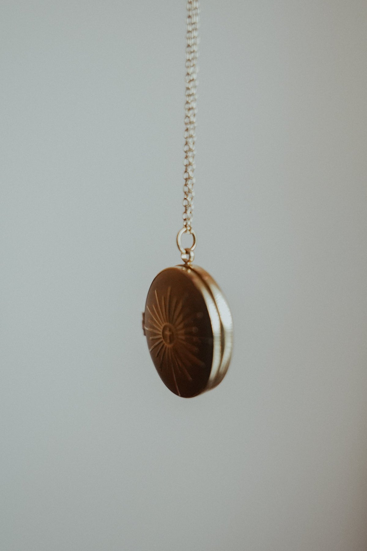Gold Monstrance Locket Necklace