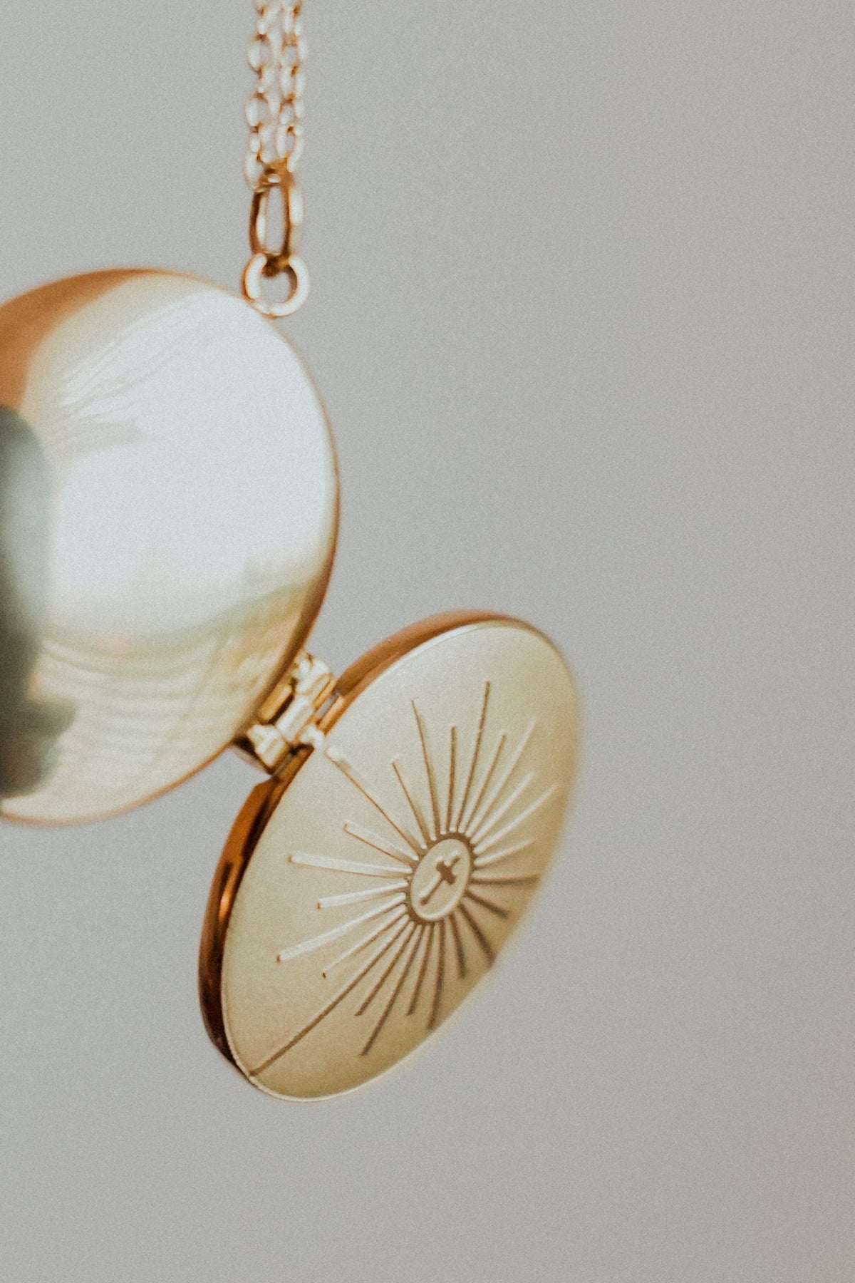 Gold Monstrance Locket Necklace