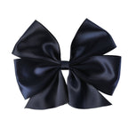 Navy Blue Satin Bow Hair Clip