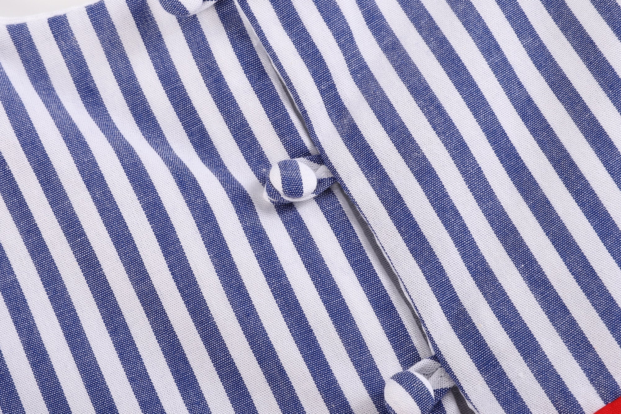 4th of July Navy Stripe Ruffle Bow Dress