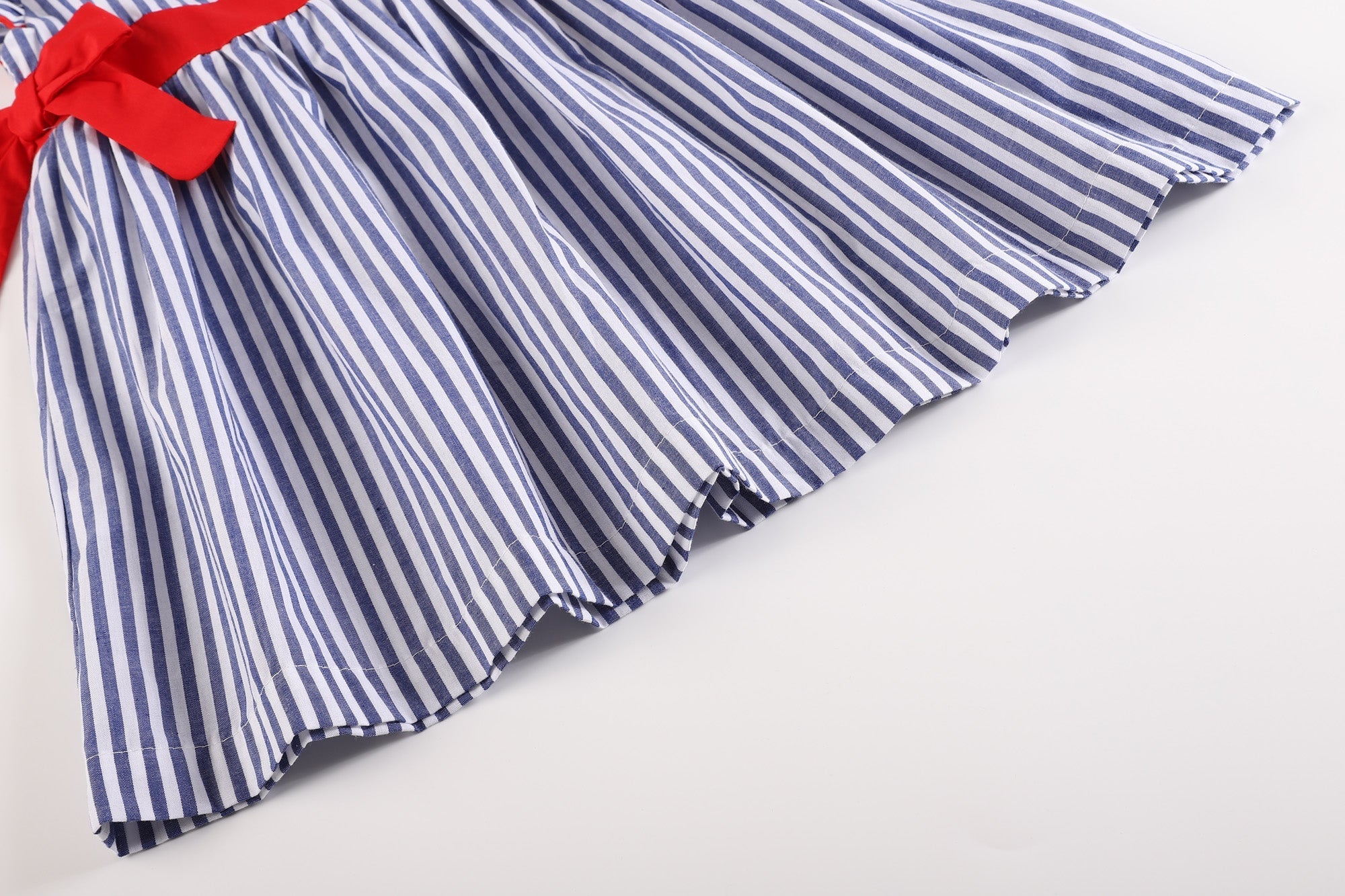 4th of July Navy Stripe Ruffle Bow Dress