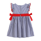 4th of July Navy Stripe Ruffle Bow Dress