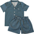 Navy Gingham Short Kids Pajama Set - Blissfully Lavender BoutiqueMebie Baby