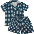 Navy Gingham Short Kids Pajama Set - Blissfully Lavender BoutiqueMebie Baby