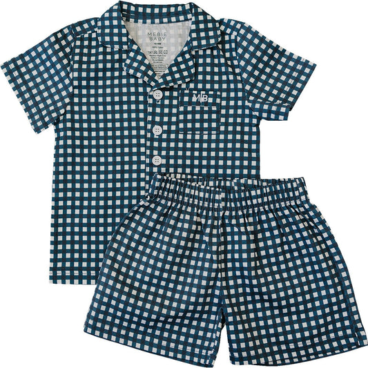 Navy Gingham Short Kids Pajama Set - Blissfully Lavender BoutiqueMebie Baby