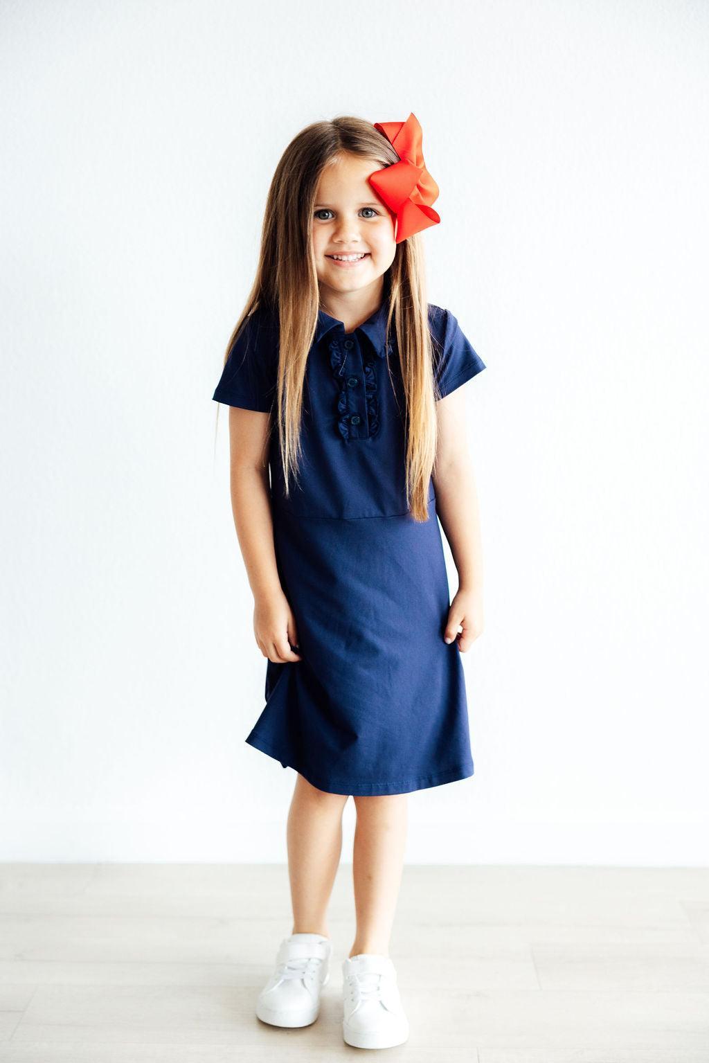 Navy Short Sleeve Polo Dress - Blissfully Lavender BoutiqueMila & Rose ®