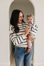 Navy Stripe Cotton Knit Sweater for Kids - Blissfully Lavender BoutiqueMebie Baby