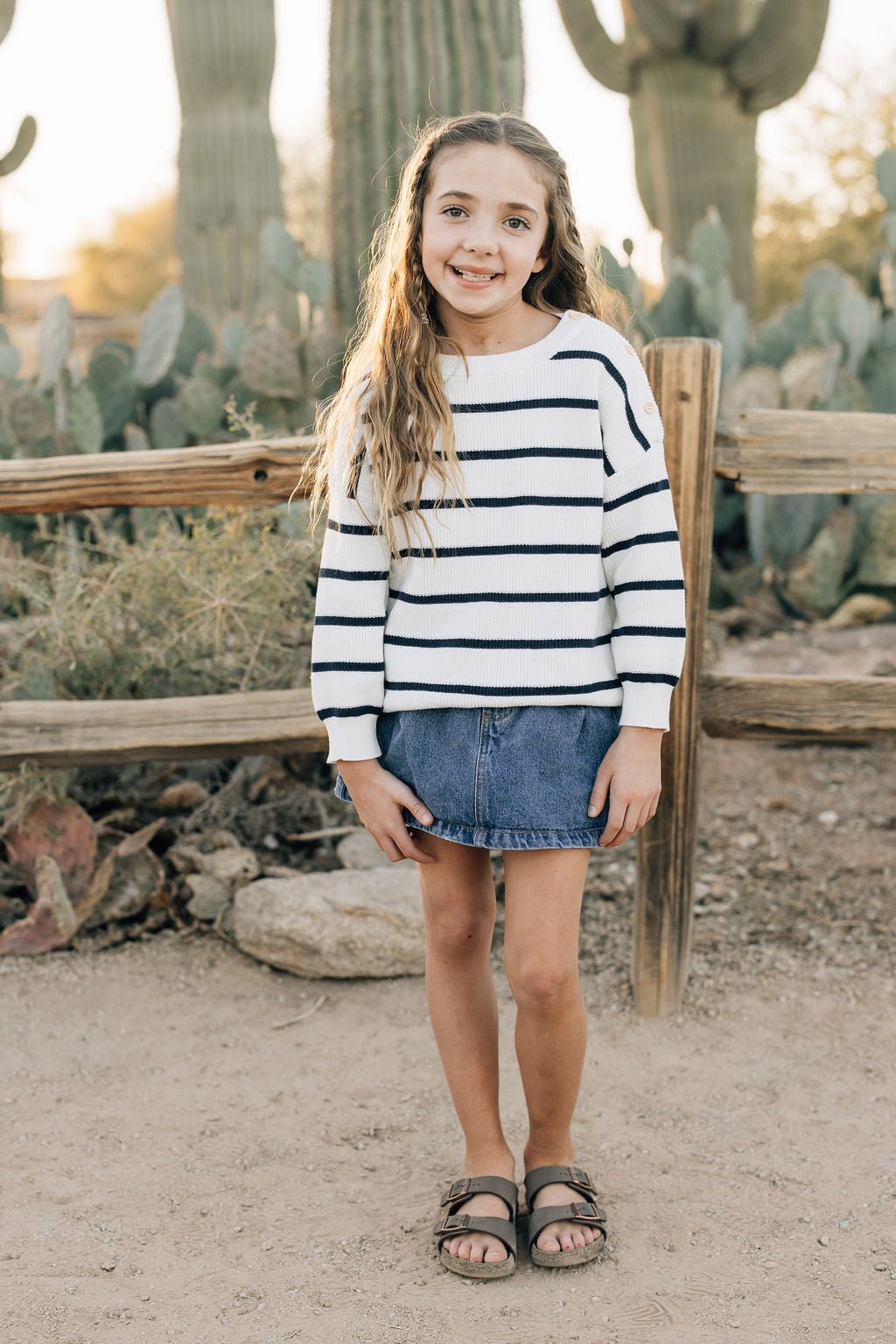 Navy Stripe Cotton Knit Sweater for Kids - Blissfully Lavender BoutiqueMebie Baby