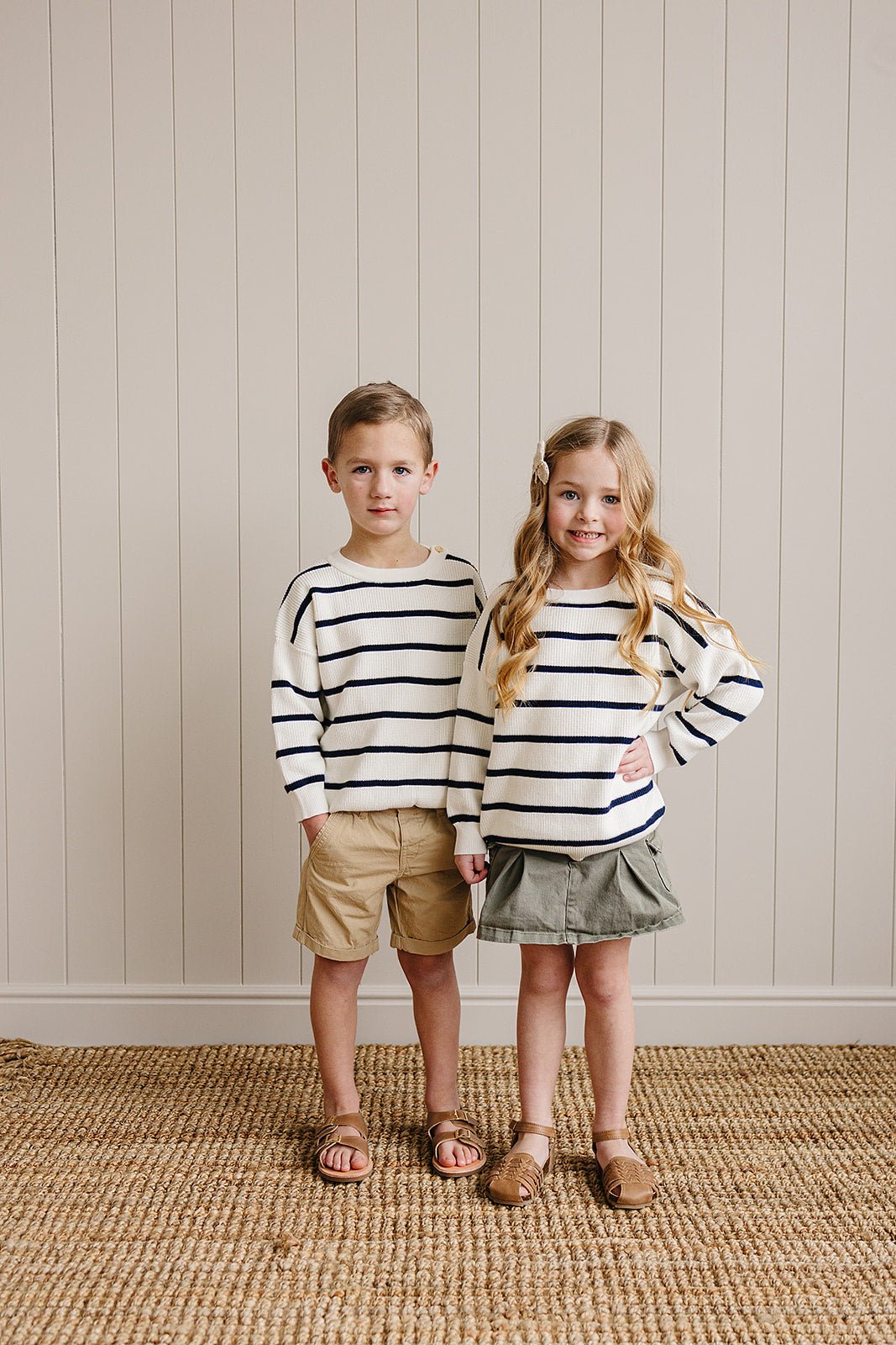 Navy Stripe Cotton Knit Sweater for Kids - Blissfully Lavender BoutiqueMebie Baby
