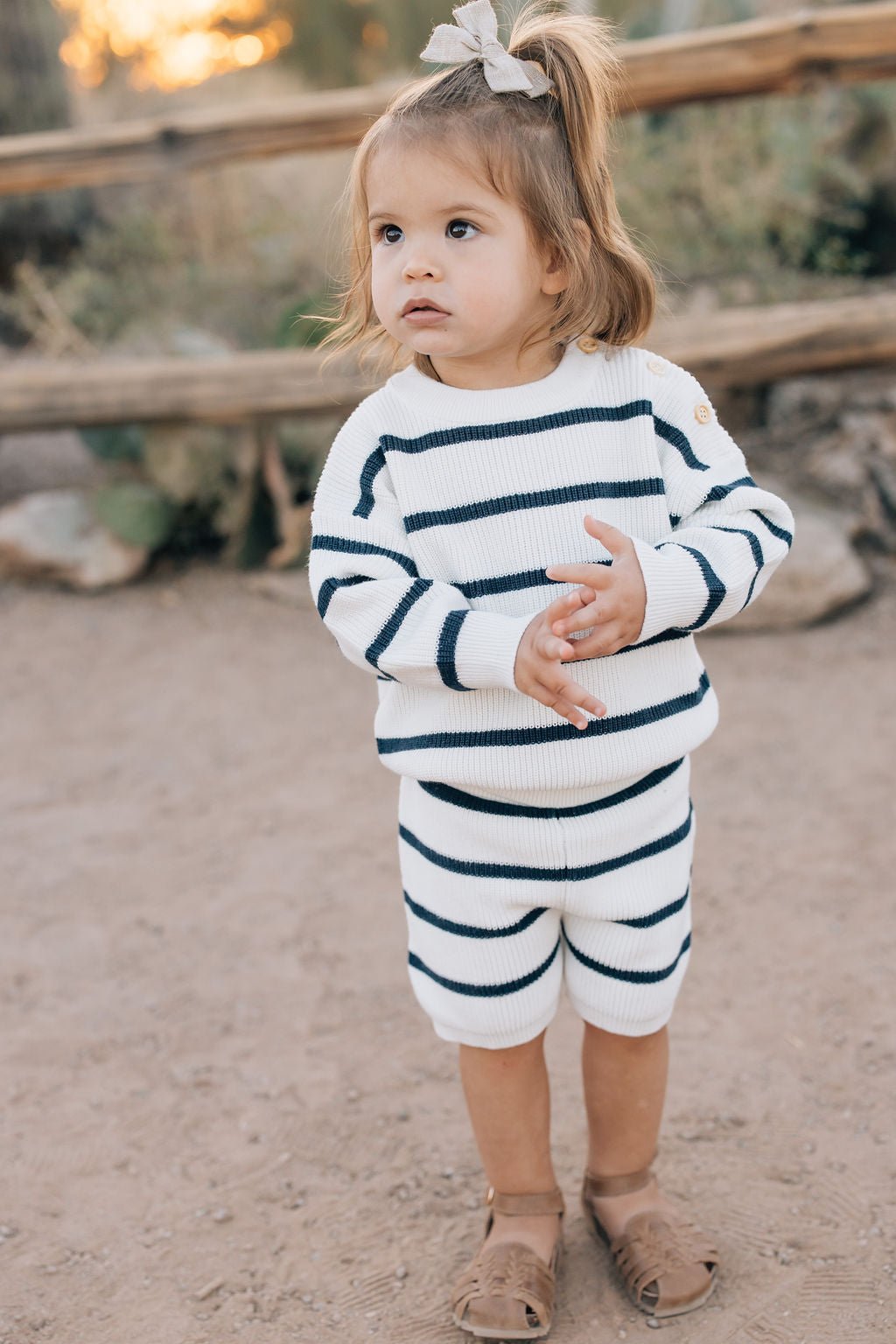 Navy Stripe Cotton Knit Sweater for Kids - Blissfully Lavender BoutiqueMebie Baby