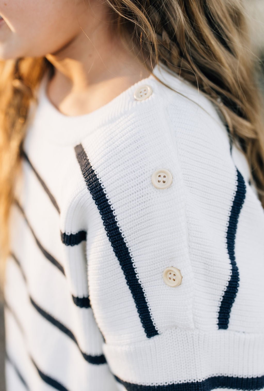 Navy Stripe Cotton Knit Sweater for Kids - Blissfully Lavender BoutiqueMebie Baby