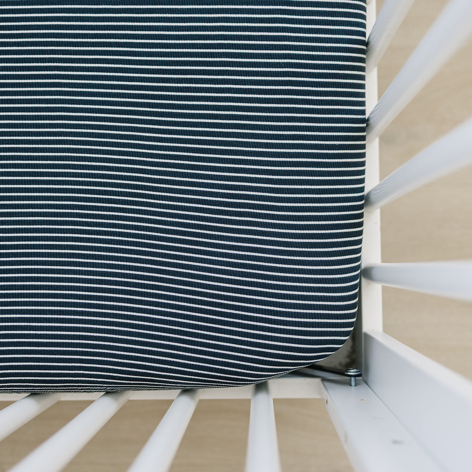 Navy Stripes Bamboo Crib Sheet - Blissfully Lavender BoutiqueMebie Baby