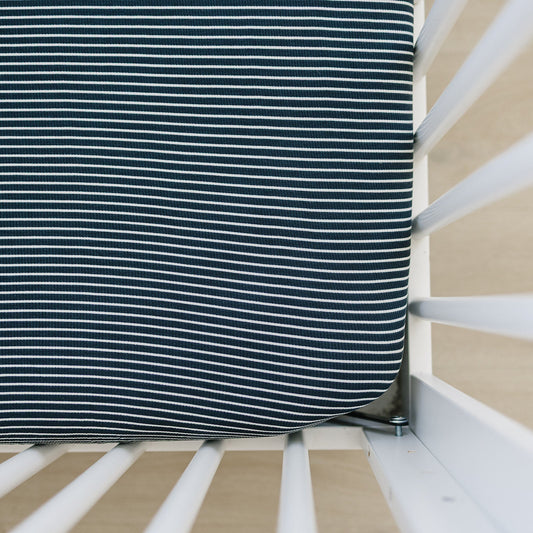 Navy Stripes Bamboo Crib Sheet - Blissfully Lavender BoutiqueMebie Baby